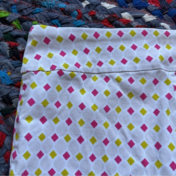 Krazy Larry Pink & Lime Diamond Pattern Pull-On Ankle Pants Women’s Size 10 Golf - Picture 10 of 14